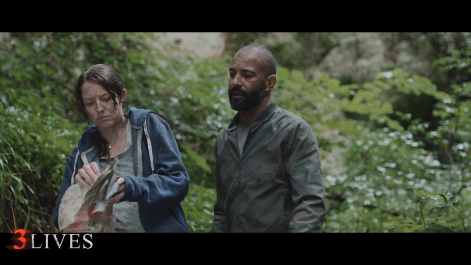 Emma (Mhairi Calvey) and Ben (Tyron Ricketts) try to survive their kidnappers...and each other in 3 LIVES.