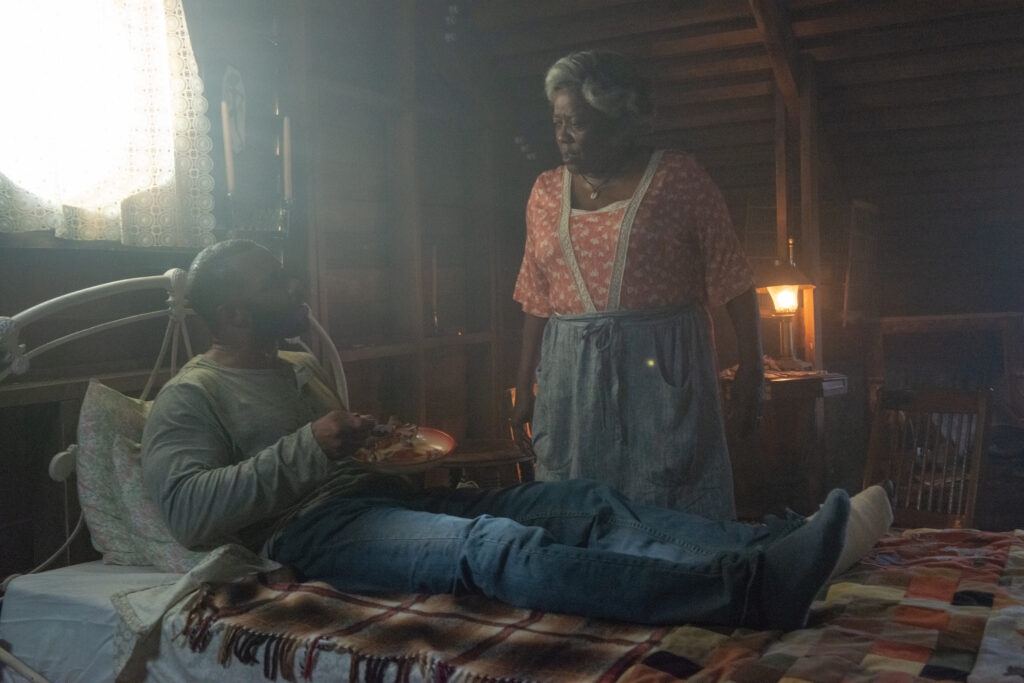 Marquis (Omari Hardwick) confronts Eloise (Loretta Devine) over a mystery meal in 'Spell'